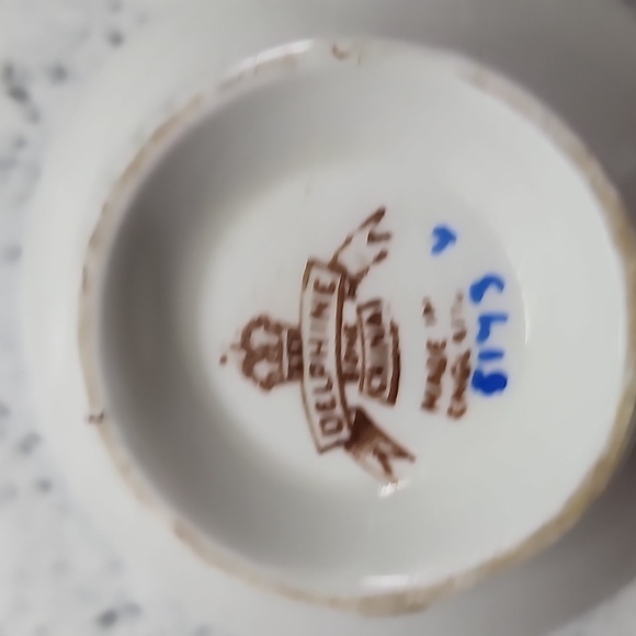 Vintage Delphine Teacup & Saucer Bone China Pink Yellow Blue Flower Gold Rimmed - Picture 6 of 6